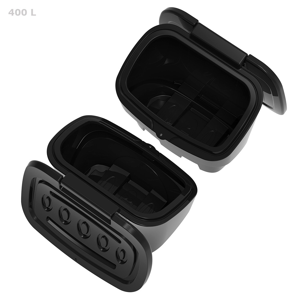 Ящик для ветоши 400 литров черный PREMIUM фото 2 ящика рядом открытые