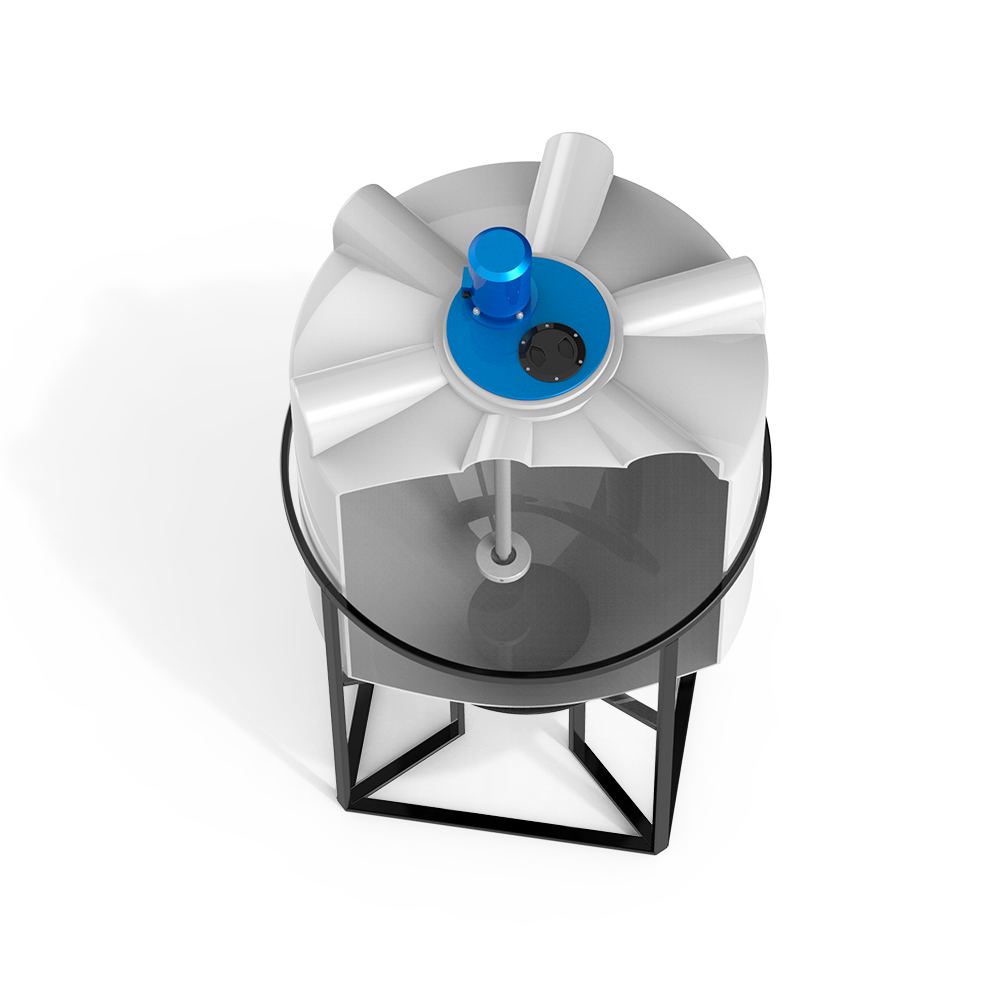 Емкость K 1000 литров с турбинной мешалкой Микс DSL фото вид сверху в разрез