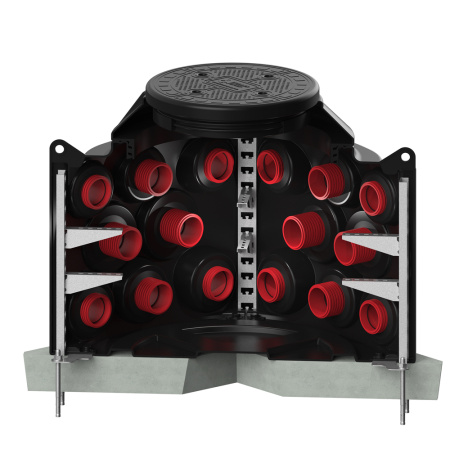 Колодец КН 1000 H900 с крышкой D 560 мм фото в разрез стойки трубы анкерение