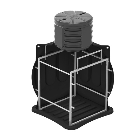 Колодец КС-5М с каркасом, с дополнительной секцией D780 и крышкой D780 фото с габаритами