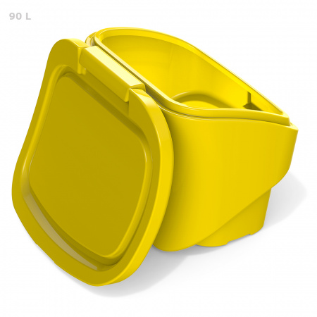 Желтый ящик для соли, реагентов 90 литров - открытый сзади Желтый ящик для соли, реагентов 90 литров - открытый сзади