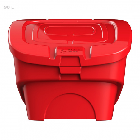 Красный ящик для соли, реагентов 90 литров - закрытый спереди Красный ящик для соли, реагентов 90 литров - закрытый спереди