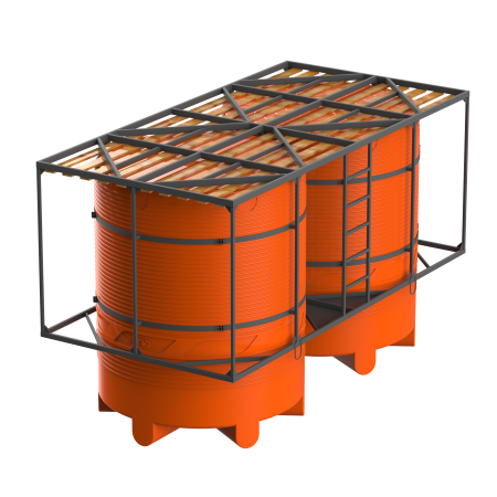 Кассета с деревянным полом двойная с емкостями V 6000 КАС - вверх дном