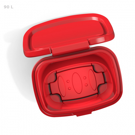 Красный ящик для соли, реагентов 90 литров - открытый сверху Красный ящик для соли, реагентов 90 литров - открытый сверху