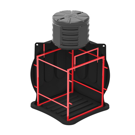 Колодец КС-5М с каркасом, с дополнительной секцией D780 и крышкой D780 фото каркас красный фото 01