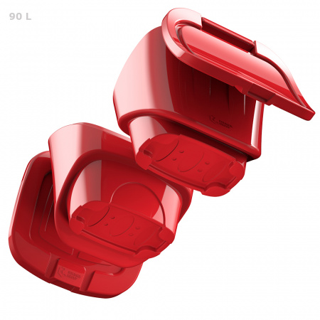 Красный ящик для соли, реагентов 90 литров - открытый снизу Красный ящик для соли, реагентов 90 литров - открытый снизу