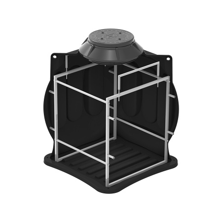 Колодец КС-5М с каркасом, переходной муфтой и крышкой D560 фото с габаритами