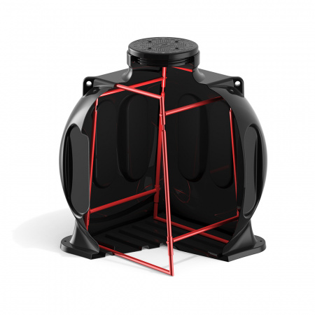 Колодец КС-5 с каркасом в разрезе с крышкой