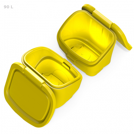 Желтый ящик для соли, реагентов 90 литров - два открытых сверху Желтый ящик для соли, реагентов 90 литров - два открытых сверху