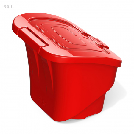 Красный ящик для соли, реагентов 90 литров - закрытый сзади Красный ящик для соли, реагентов 90 литров - закрытый сзади