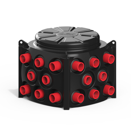 Колодец КН 1000 H800 с крышкой D 780 мм фото с трубами