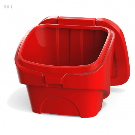 Красный ящик для соли, реагентов 90 литров - открытый спереди Красный ящик для соли, реагентов 90 литров - открытый спереди